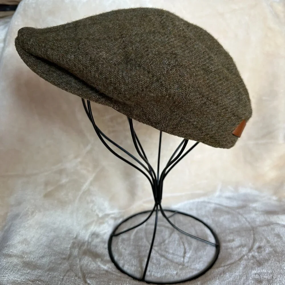 VTG Polo Ralph Lauren Green Brown Windowpane Gents Tweed Cabbie Newboy Hat S/M - Picture 7 of 14